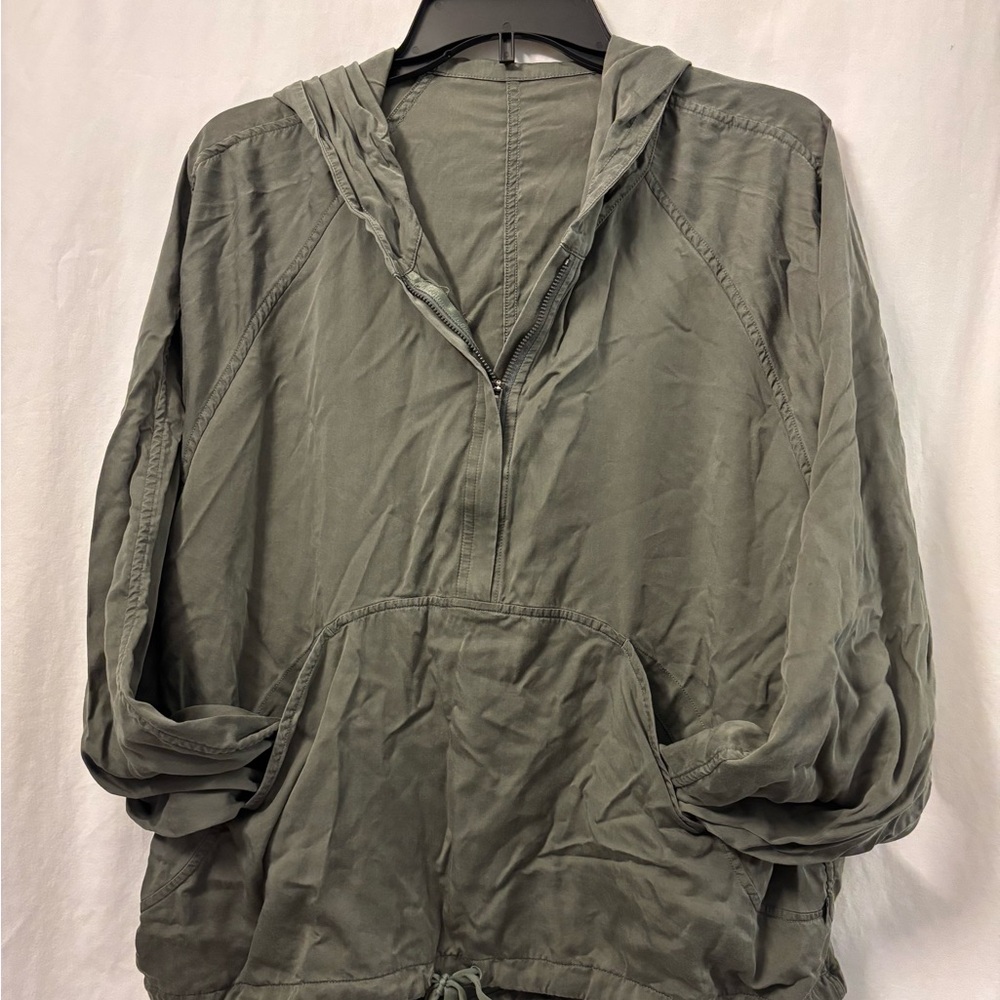 Lulu Lemon Washed Olive Hooded Pullover Oversized Medium - Picture 2 of 5